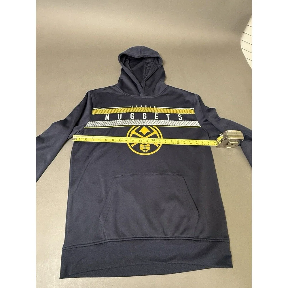 Denver Nuggets Hoodie Mens Medium Black  Pullover Long Sleeve Basketball Logo